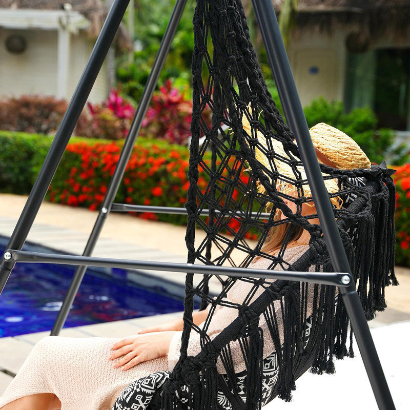 Dakota Fields Hammocks Swing Chair with Stand, Macrame Dakota Fields Hammocks Swing Chair with Stand, Macrame